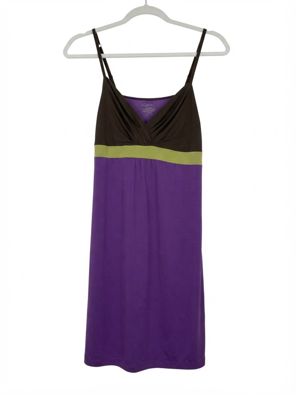 Vintage Y2K Secret Treasures Colorblock Cami Chemise SlipDress Brown Purple Lime